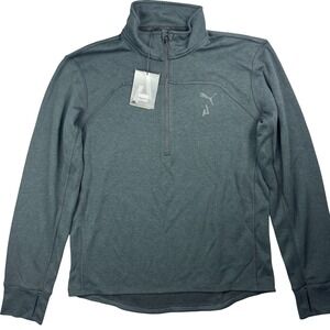 Puma Mens Medium 1/2 Zip Pullover Jacket NWT Black